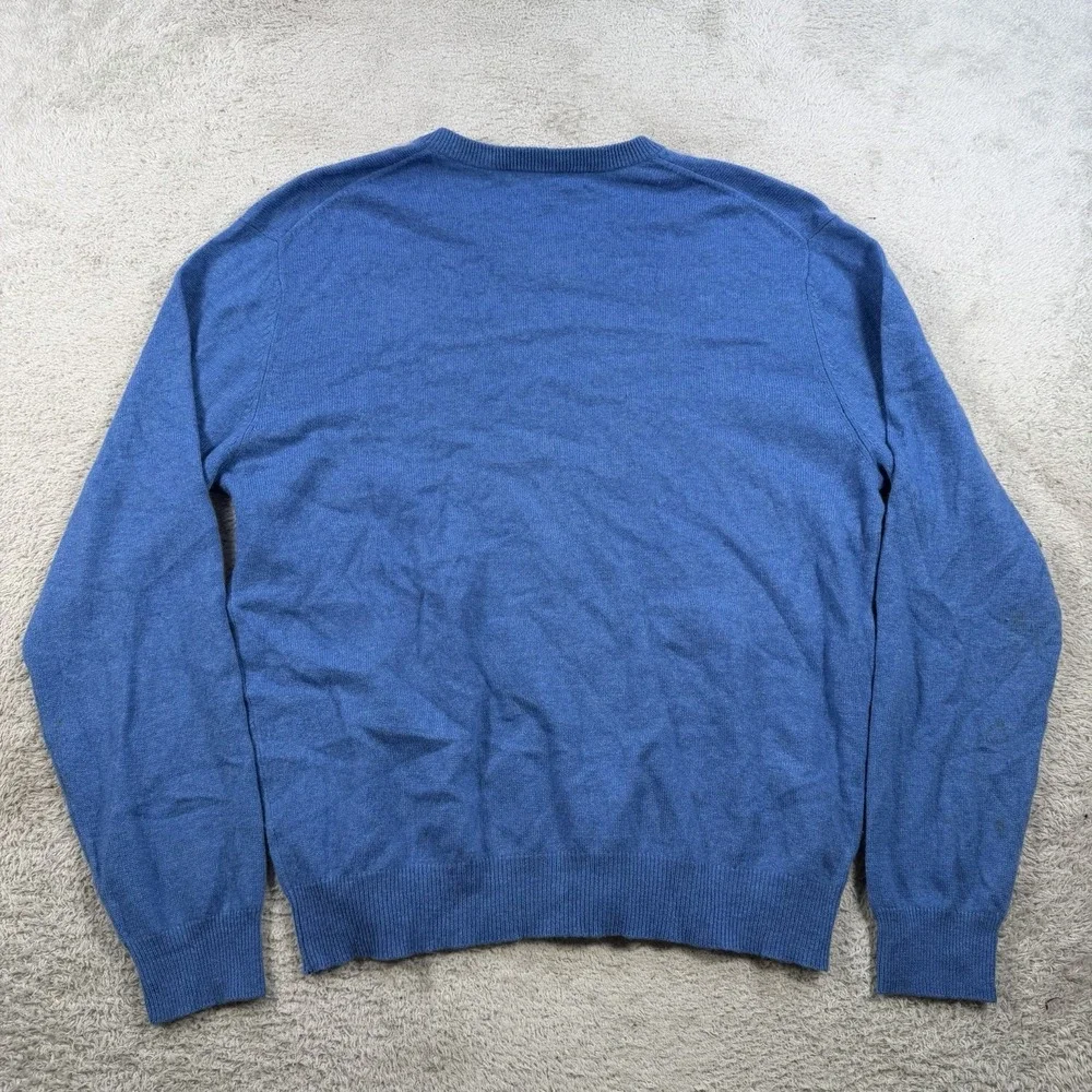 Daniel Bishop Sweater Mens Large Blue 100% Cashmere V-Neck Pullover Soft